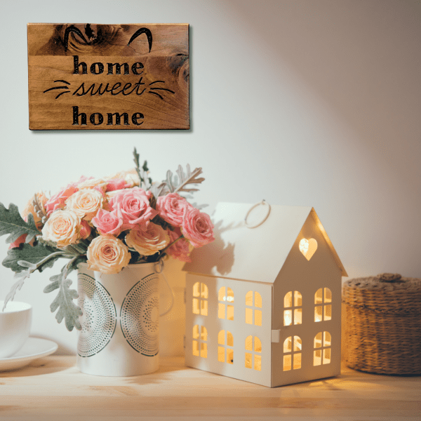 Home Sweet Home (cat ears and whiskers) – Hand carved in reclaimed wood - Image 2