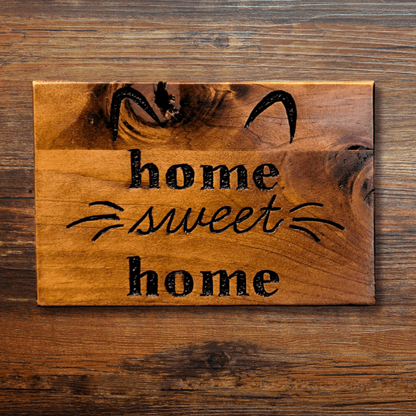 Home Sweet Home (cat ears and whiskers) – Hand carved in reclaimed wood