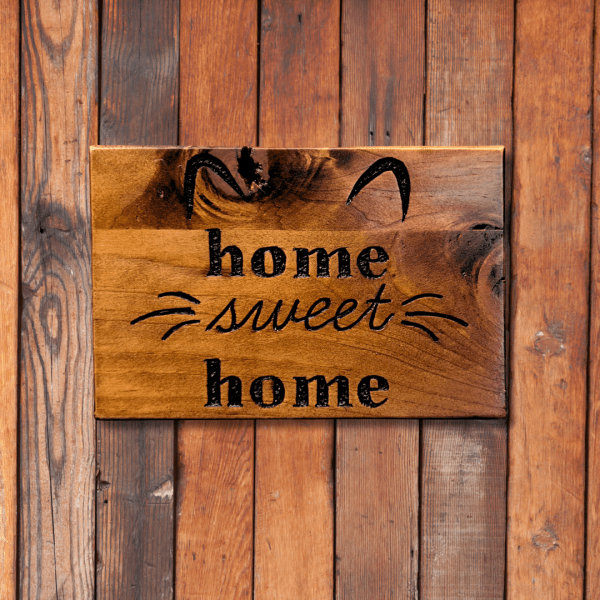 Home Sweet Home (cat ears and whiskers) – Hand carved in reclaimed wood - Image 3