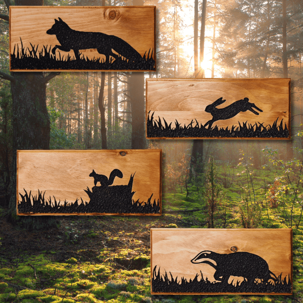 4 Piece UK Mammals Set – Hand carved in reclaimed wood - Image 2