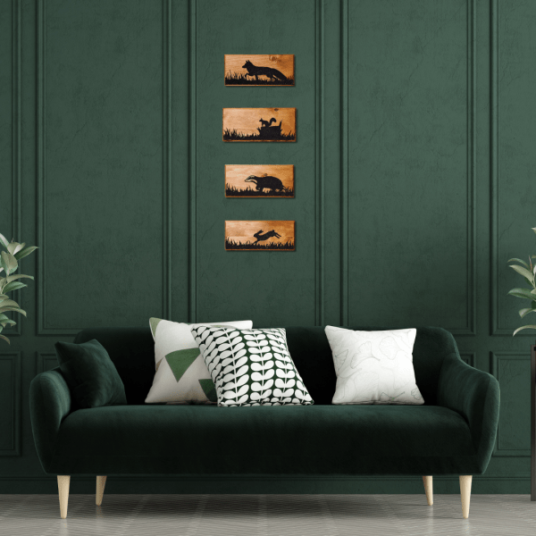 4 Piece UK Mammals Set – Hand carved in reclaimed wood - Image 3