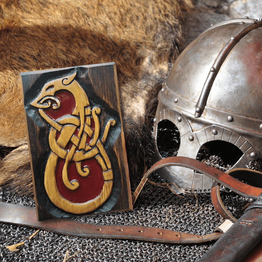 Norse/Viking zoomorphic knotwork – Hand carved in reclaimed wood - Image 3