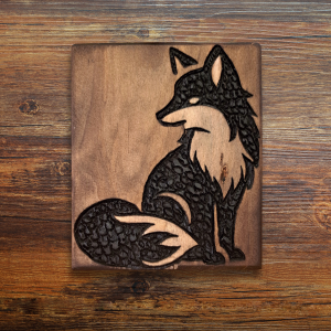 Sitting Fox - Hand-carved in recycled wood