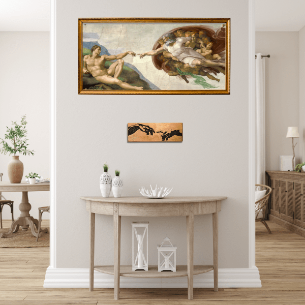 Hand-Carved "Creation of Adam" Hands – Unique Artwork in Repurposed Wood - Image 3