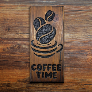 Coffee Time - Hand-carved in recycled wood