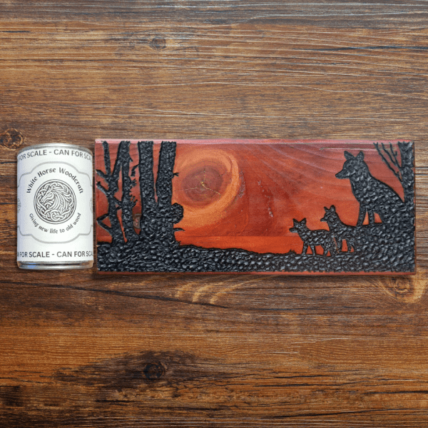 Fox Family at Sunset – Hand-Carved Wooden Artwork - Image 4