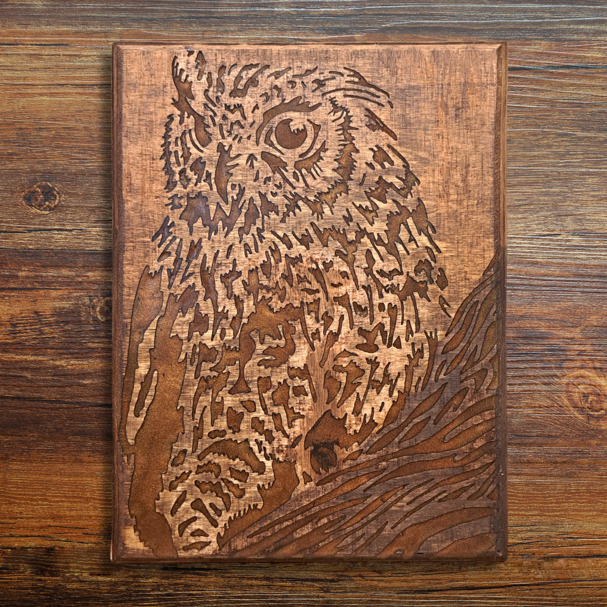 Hand-Carved Owl in Repurposed Wood